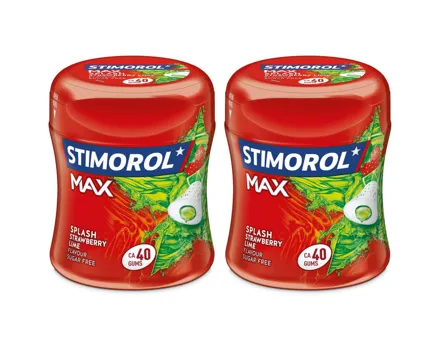 Stimorol Kaugummi Max Splash Strawberry Lime Bottle 2x88g