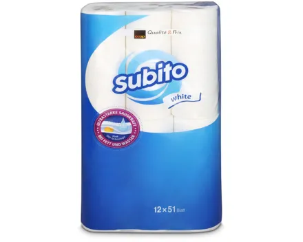 Subito Haushaltspapier white long 12 Rollen