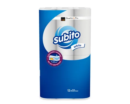Subito Haushaltspapier white long 12 Rollen