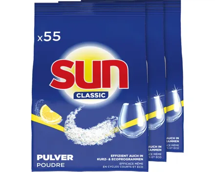 Sun Spülmaschinenpulver Classic Zitrone 3 x 55 Spülgänge