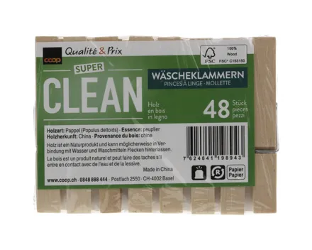 Super Clean Wäschklammern Holz, Fsc, 48 Stück