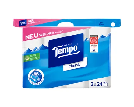 Tempo Classic Toilettenpapier 3-lagig 24 Rollen