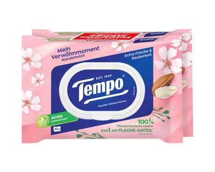 Tempo feuchtes Toilettenpapier Mandelmilch, 2 x 42 Blatt