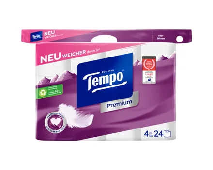 Tempo Premium Toilettenpapier 4-lagig 24 Rollen