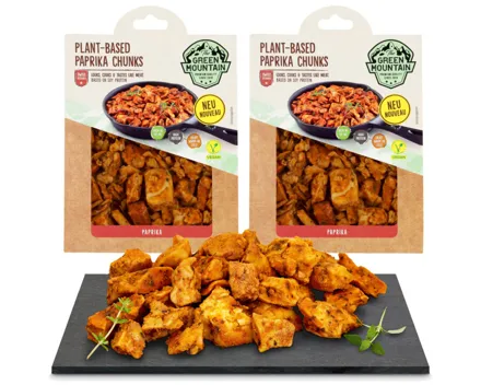 The Green Mountain plant-based vegane Alternative zu Poulet Chunks Paprika 2x 180g