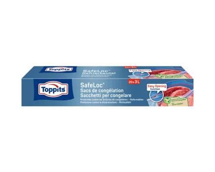Toppits Doppelverschluss-Gefrierbeutel SafeLoc 20 x 3 l
