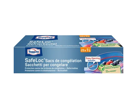 Toppits Doppelverschluss-Gefrierbeutel SafeLoc 25 x 1 l