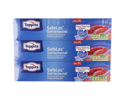 Toppits Gefrierbeutel Safeloc 20x3L 3 Stück