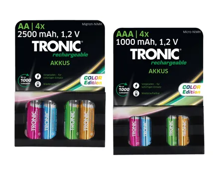 Tronic® Akkus AA/AAA, 4er-Set