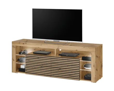 TV-Möbel Goal 2.0 Dekor Eiche Artisan, 179 x 66 x 44 cm, mit Lamellenfront