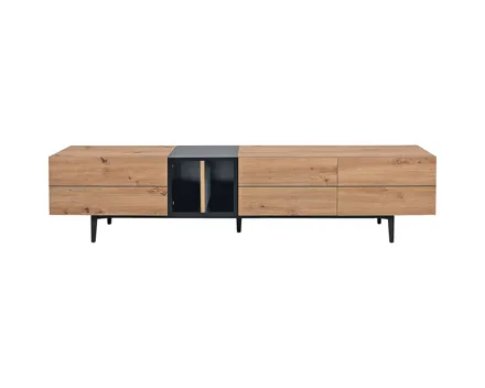 TV-Möbel Joe Dekor Eiche Artisan schwarz 195 x 48 x 37 cm