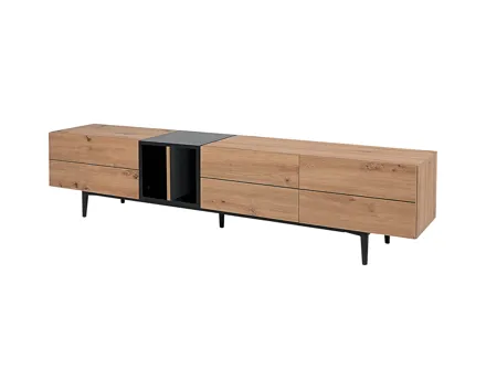 TV-Möbel Joe Dekor Eiche Artisan schwarz 195 x 48 x 37 cm