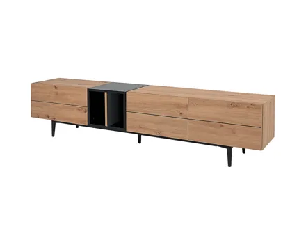 TV-Möbel Joe Dekor Eiche Artisan schwarz 195 x 48 x 37 cm