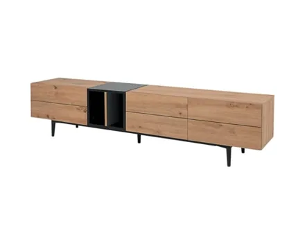 TV-Möbel Joe Dekor Eiche Artisan schwarz 195 x 48 x 37 cm