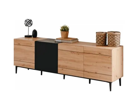 TV-Möbel Joe Dekor Eiche Artisan schwarz 200 x 65 x 42 cm