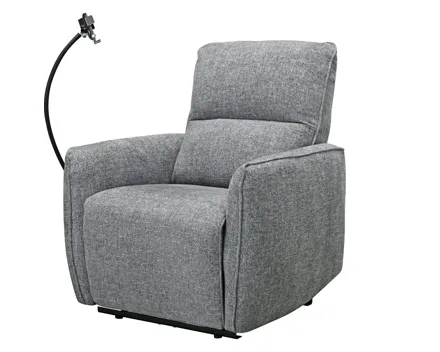 TV-Sessel Chloe grau elektrische Relaxfunktion, mit Handyarm und USB-C Anschluss