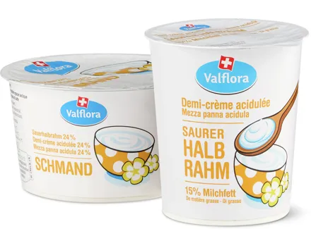 Valflora-Saurer Halbrahm und -Schmand