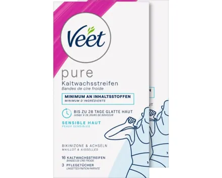 Veet Kaltwachsstreifen Bikini+Achseln 2 x 16 Stück