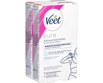 Veet Pure Kaltwachsstreifen Bikinizone & Achseln