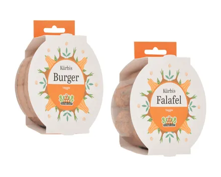 VEGETARIAN QUALITY Kürbis-Burger/Kürbis-Falafel