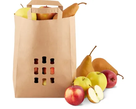 Vitamin-Tasche mit Äpfeln und Birnen, zum Selberfüllen