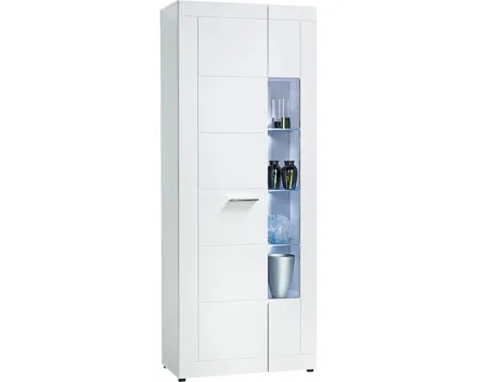 Vitrine Atlantis Dekor MDF weiss 75 x 194 x 40 cm