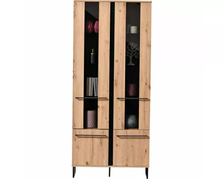 Vitrine Sardinia Melamin Artisan schwarz 85 x 194 x 35 cm