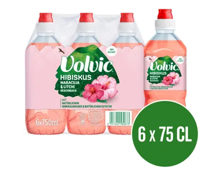 Volvic Hibiskus mit Maracuja- und Litschi Geschmack 6x75cl