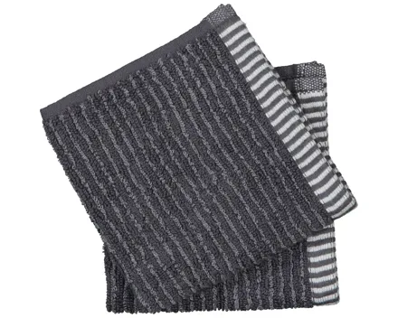 Waschlappen Frottee Streifen 30 x 30 cm, 2 Stück anthrazit