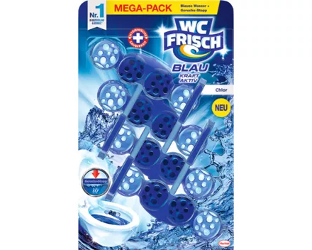 WC Frisch Einhänger Blau Kraft Aktiv Chlor 4 x 50 g