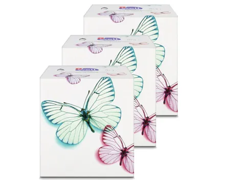 Well Kosmetiktücher Design Würfel 3-lagig Farbe assortiert 60 Stück 3x 60St