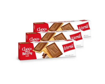 Wernli Petit Beurre Guezli Milchschokolade 3x125g