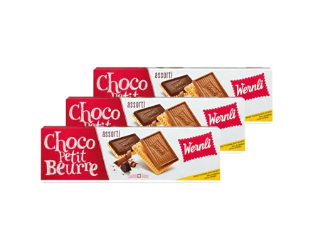 Wernli Petit Beurre Guezli Schokolade assortiert 3x125g
