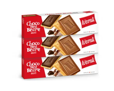 Wernli Petit Beurre Guezli Schokolade assortiert 3x125g