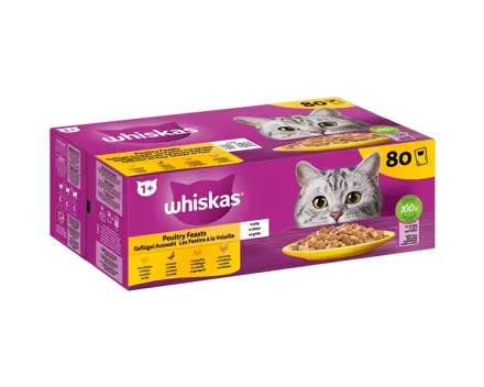 Whiskas 1+ Geflügel Auswahl in Gelée 80 x 85g