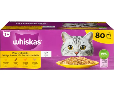 Whiskas Katzenfutter Geflügel Auswahl in Gelee 1+