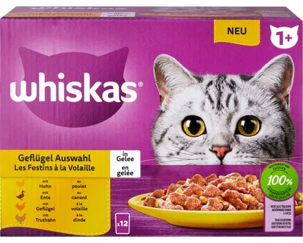 Whiskas Katzenfutter Geflügel-Auswahl in Gelée 1+