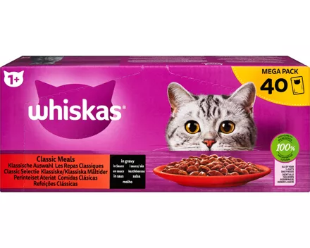 Whiskas Katzenfutter Klassische Auswahl in Sauce 1+