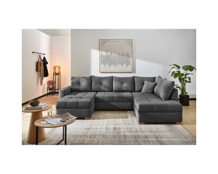 Wohnlandschaft Leon Stoff Cord grau