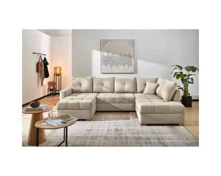 Wohnlandschaft Leon Stoff Cord greige