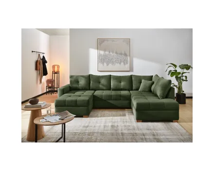 Wohnlandschaft Leon Stoff Cord grün