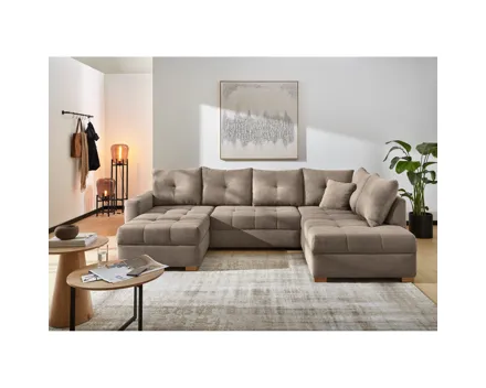 Wohnlandschaft Leon Stoff Cord taupe