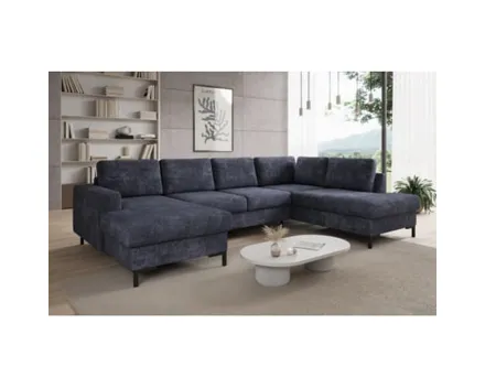 Wohnlandschaft Lilly Stoff schwarz, Recamière rechts, Bettkasten und Bettfunktion