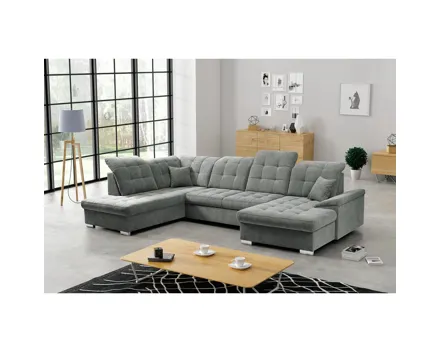 Wohnlandschaft Nicole Stoff anthrazit, Bettkasten