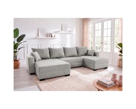 Wohnlandschaft Selma Chenillestoff grau