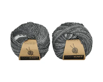 Wolle meliert 2er-Set, 2 x 50 g / Knäuel grau