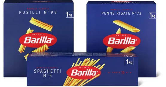 Barilla-Spaghetti, -Fusilli oder -Penne Rigate