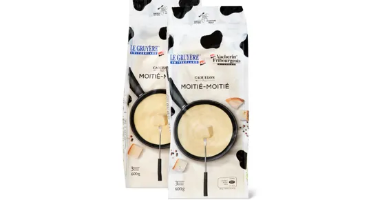 Caquelon Noir Fondue Moitié-Moitié, AOP, Duo-Pack