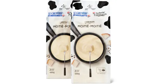Caquelon Noir Fondue Moitié-Moitié, AOP, Duo-Pack