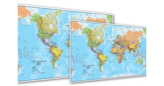 Carte politique du monde sur papier laminé